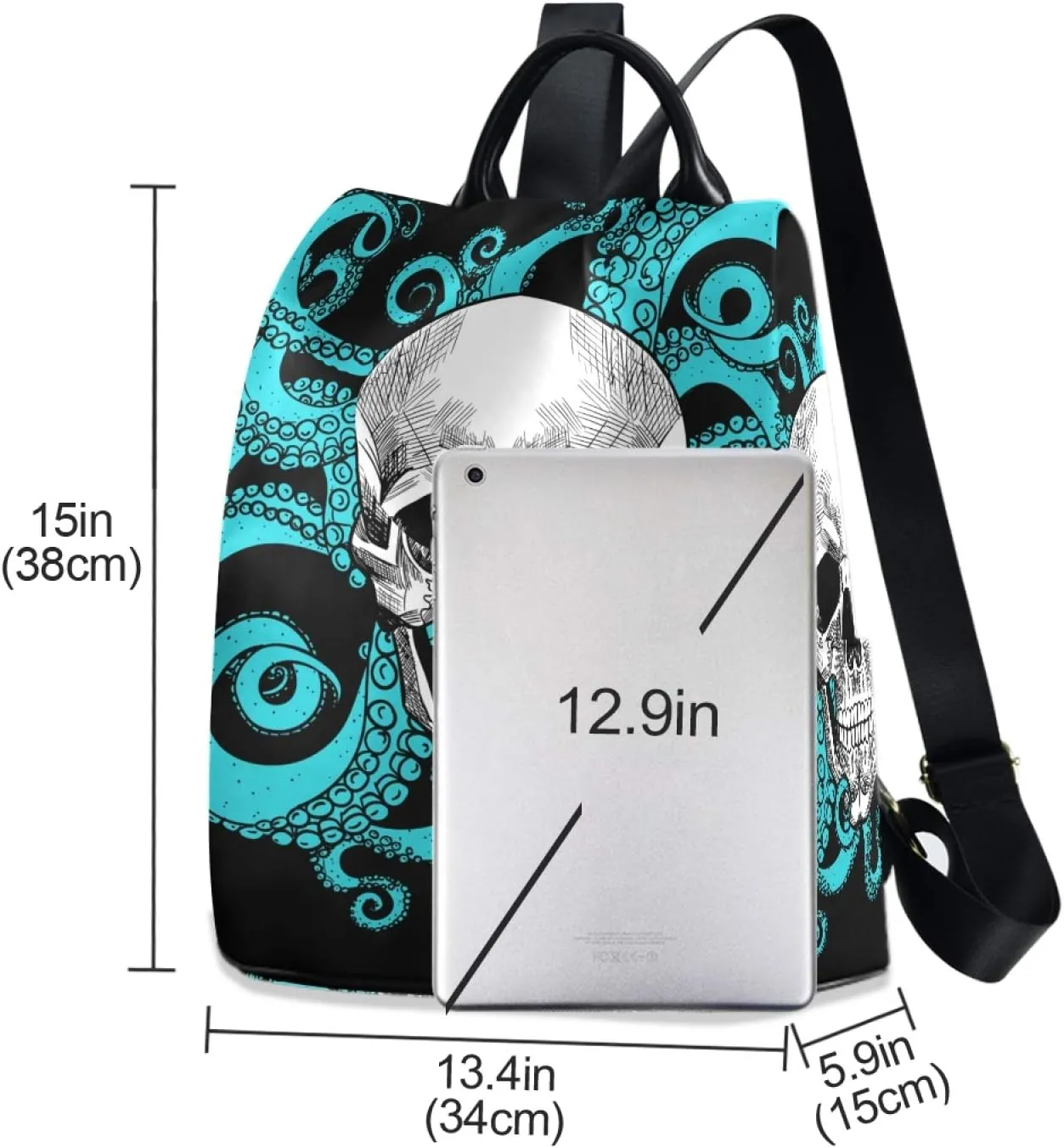 ALAZA Skull Tentacles Of Octopus Backpack Purse for Women Anti Theft Fashion Back Pack Shoulder Bag
