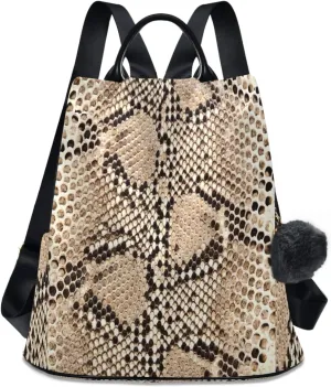 ALAZA Snake Skin Python Backpack Purse for Women Anti Theft Fashion Back Pack Shoulder Bag