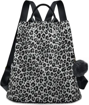 ALAZA Snow Leopard Print Gray Backpack Purse for Women Anti Theft Fashion Back Pack Shoulder Bag
