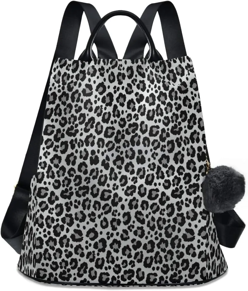 ALAZA Snow Leopard Print Gray Backpack Purse for Women Anti Theft Fashion Back Pack Shoulder Bag