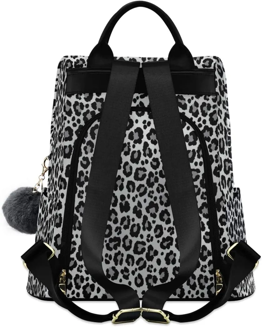 ALAZA Snow Leopard Print Gray Backpack Purse for Women Anti Theft Fashion Back Pack Shoulder Bag