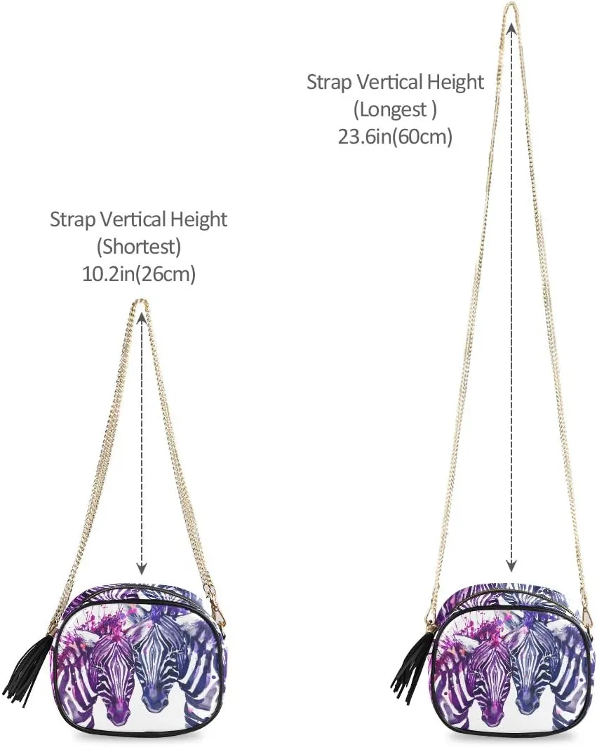 ALAZA Watercolor Zebra Shoulder Crossbody Bag With Metal Chain Strap for Women Girl