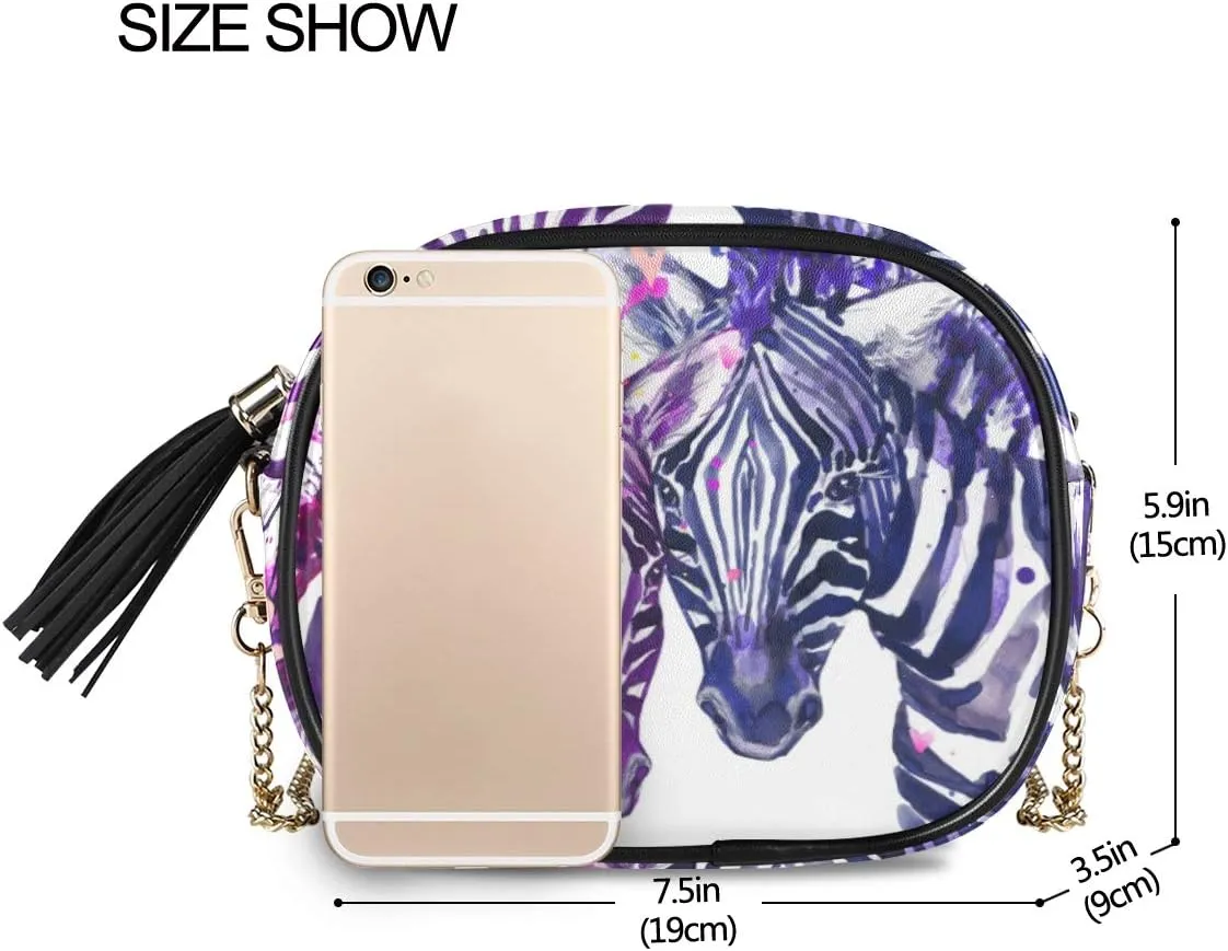 ALAZA Watercolor Zebra Shoulder Crossbody Bag With Metal Chain Strap for Women Girl