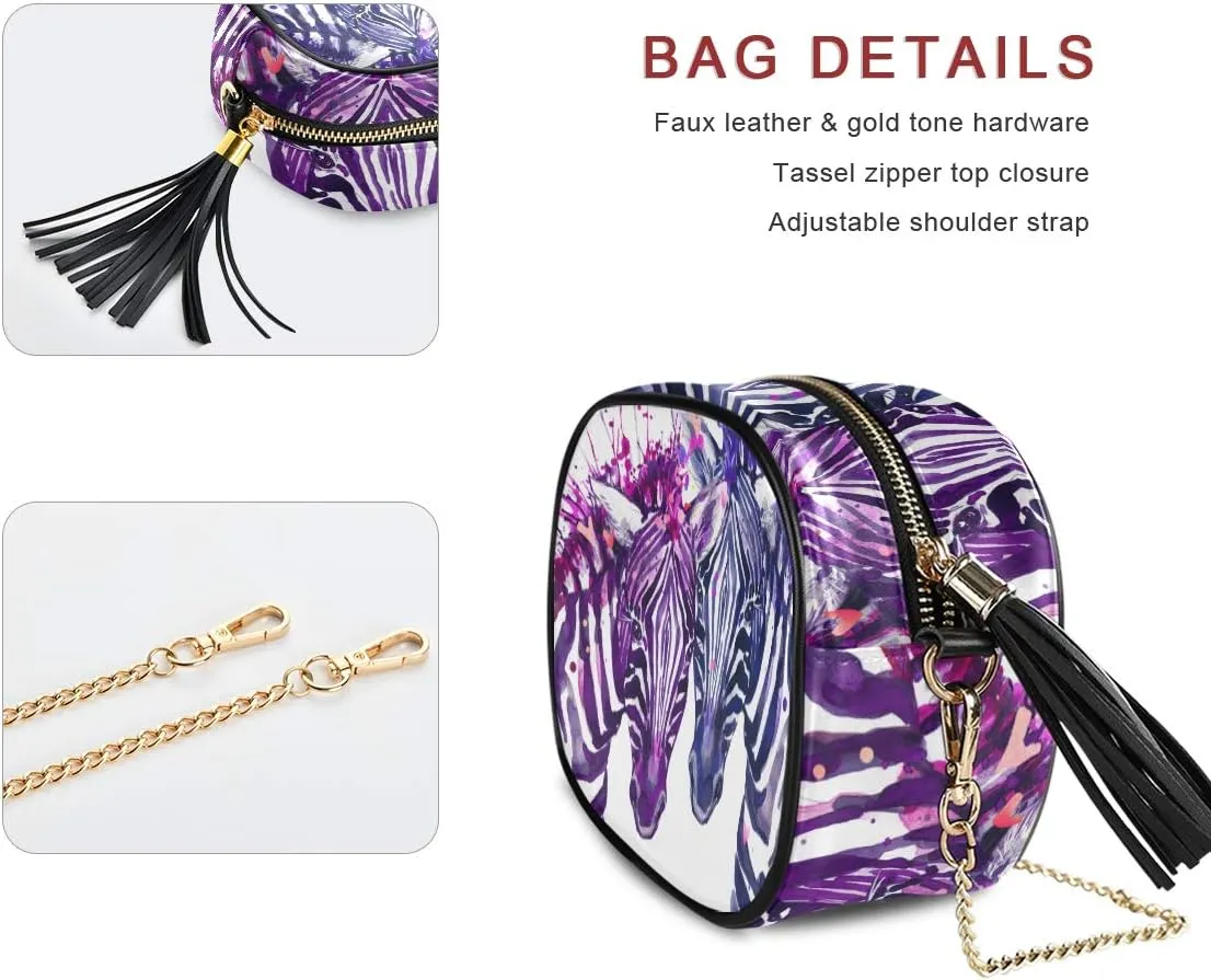 ALAZA Watercolor Zebra Shoulder Crossbody Bag With Metal Chain Strap for Women Girl