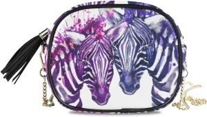 ALAZA Watercolor Zebra Shoulder Crossbody Bag With Metal Chain Strap for Women Girl
