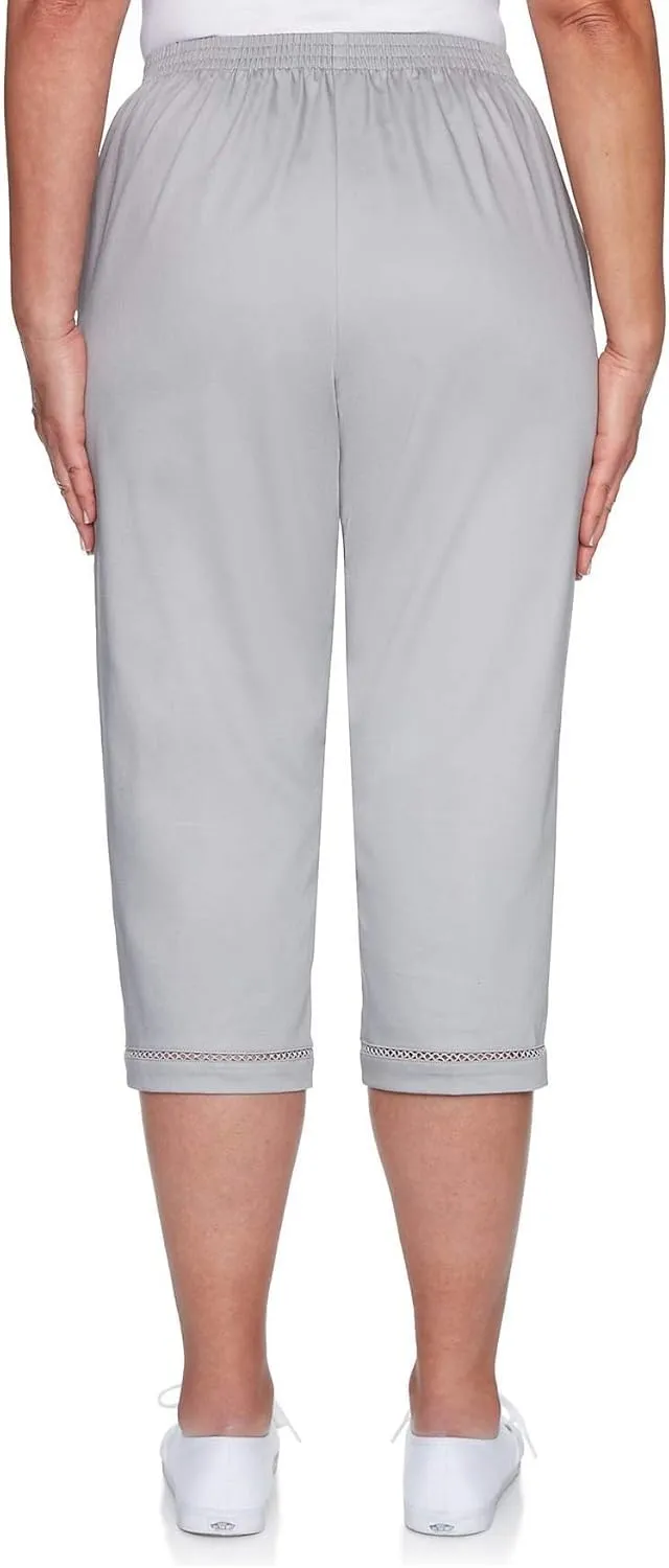 Alfred Dunner Women's Charleston Lattice Hem Capri Pants