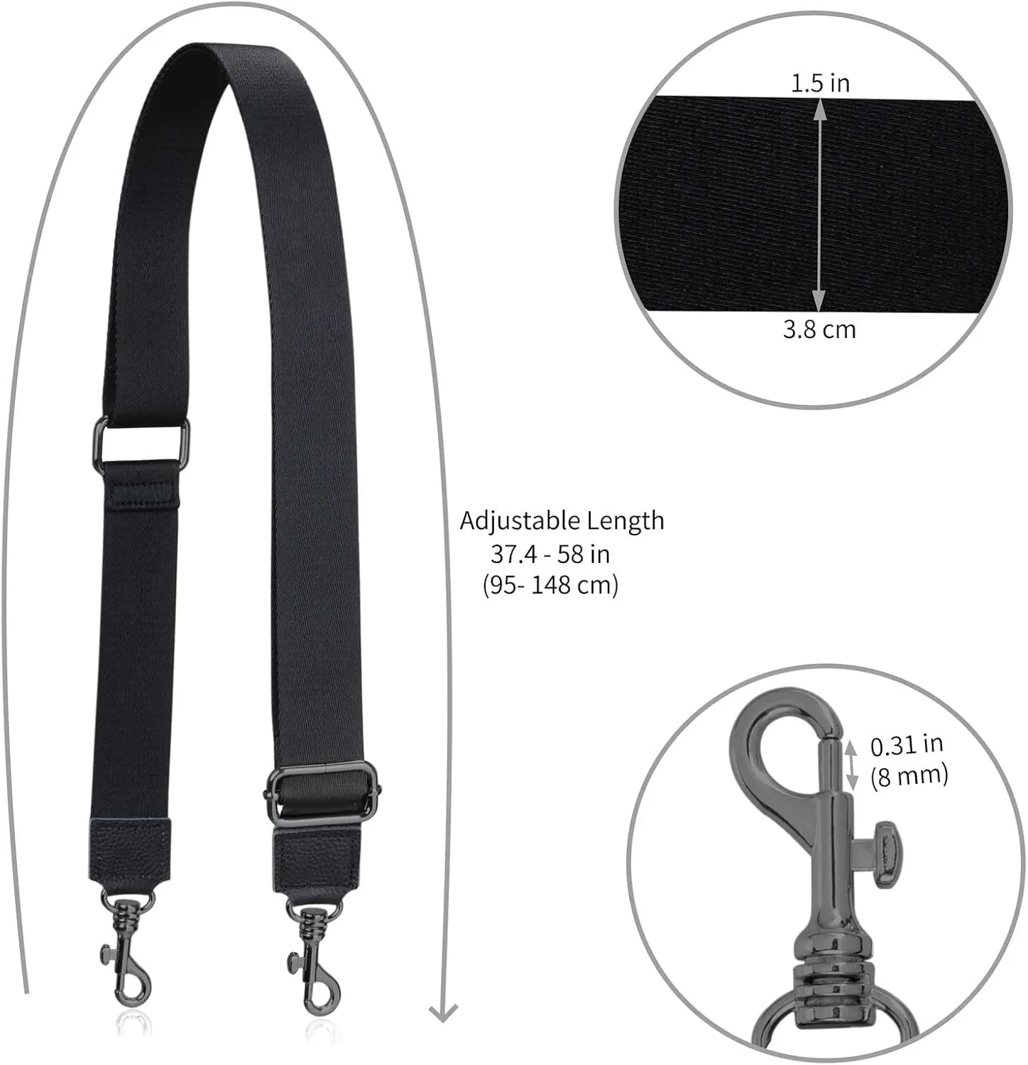 Allzedream Thick Purse Strap Wide Adjustable Replacement Crossbody Bag Handbag Leather Ends