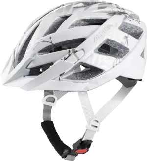 ALPINA PANOMA 2.0 - Optimally Adaptable, Ventilated City & Tours Bicycle Helmet with Fly Mesh and Retrofitted LED for Adults, White Silver Leaf, 52-57 cm