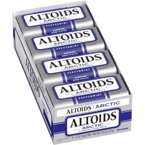 ALTOIDS Arctic Peppermint Breath Mints - Altoid Hard Candy Bulk Pack, 1.2 oz Tin, Pack of 8