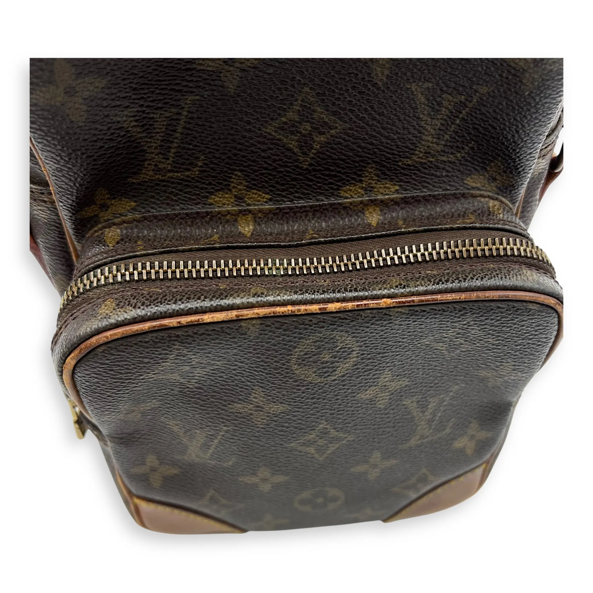 Amazon Crossbody Bag Brown in Monogram Coated Canvas, Gold hardware