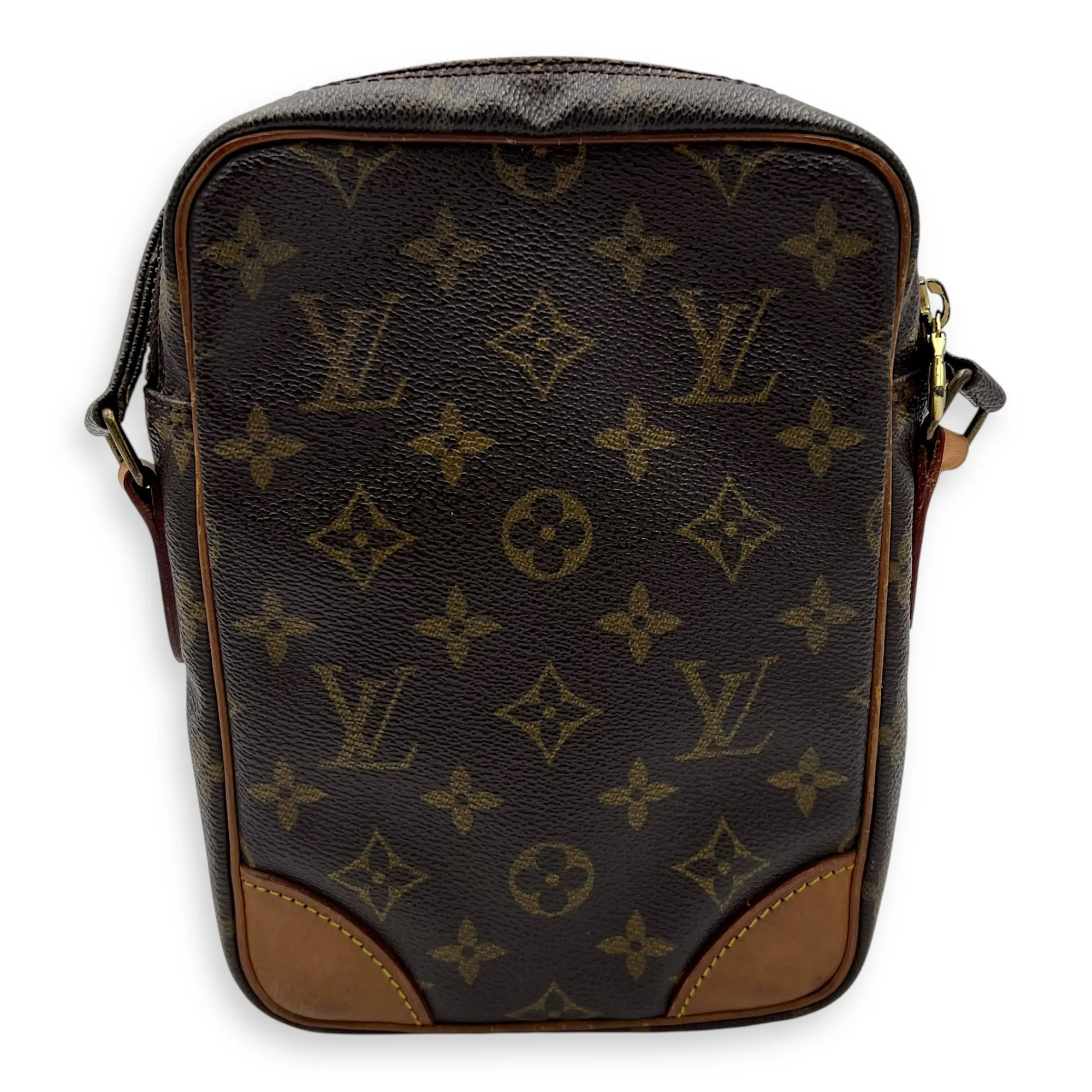 Amazon Crossbody Bag Brown in Monogram Coated Canvas, Gold hardware