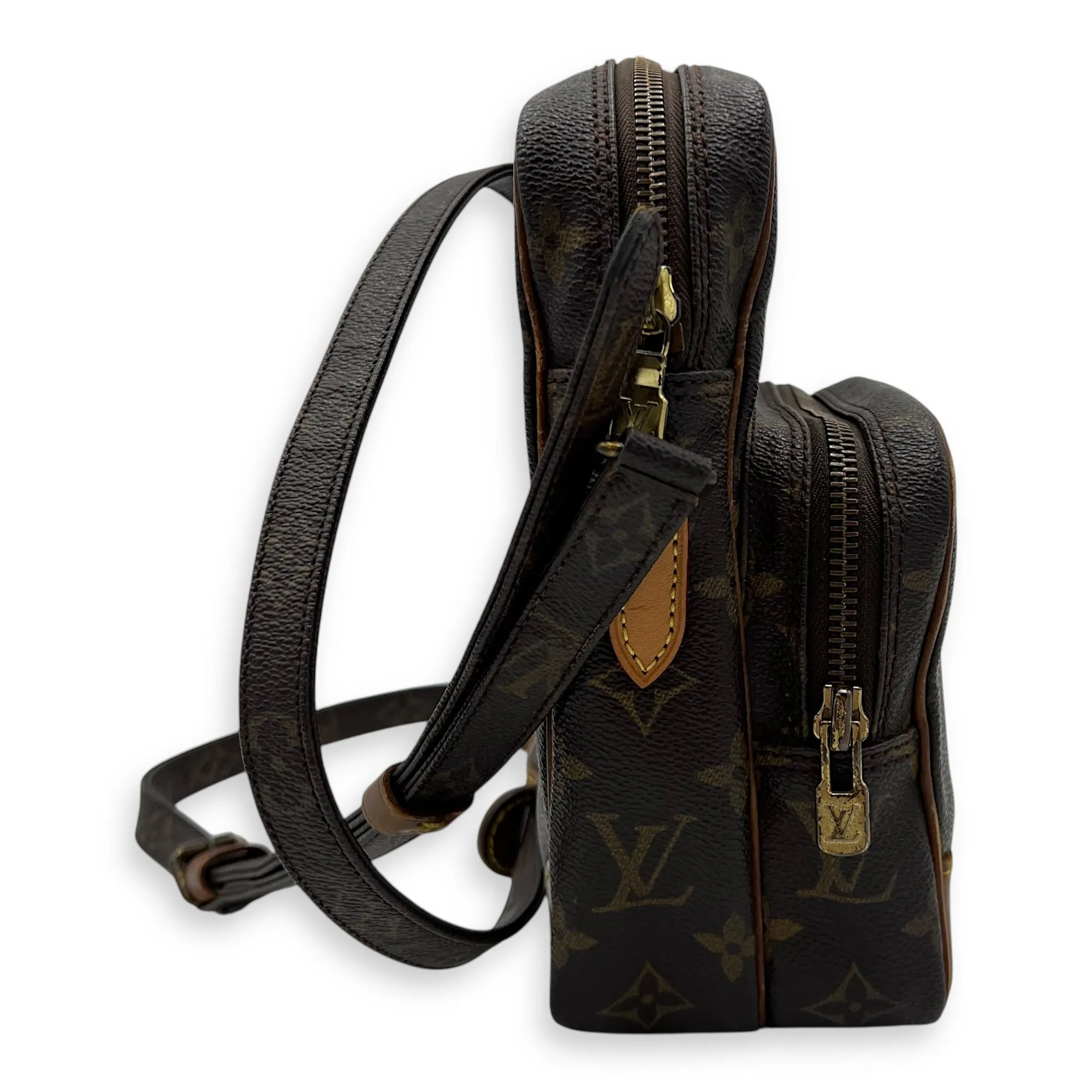 Amazon Crossbody Bag Brown in Monogram Coated Canvas, Gold hardware