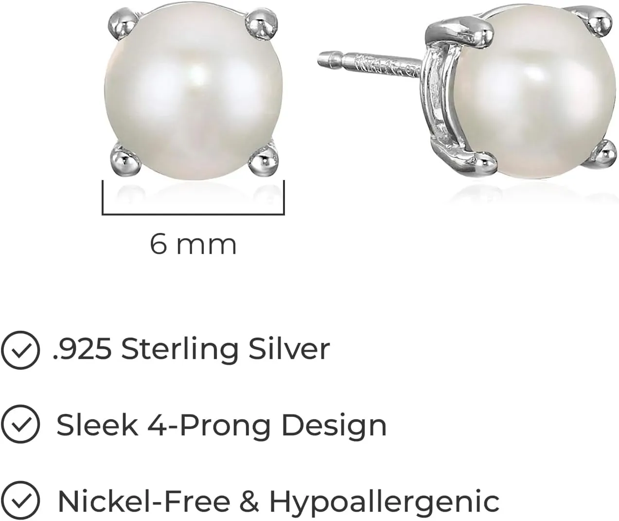 Amazon Essentials Sterling Silver Round Birthstone Stud Earrings (previously Amazon Collection)