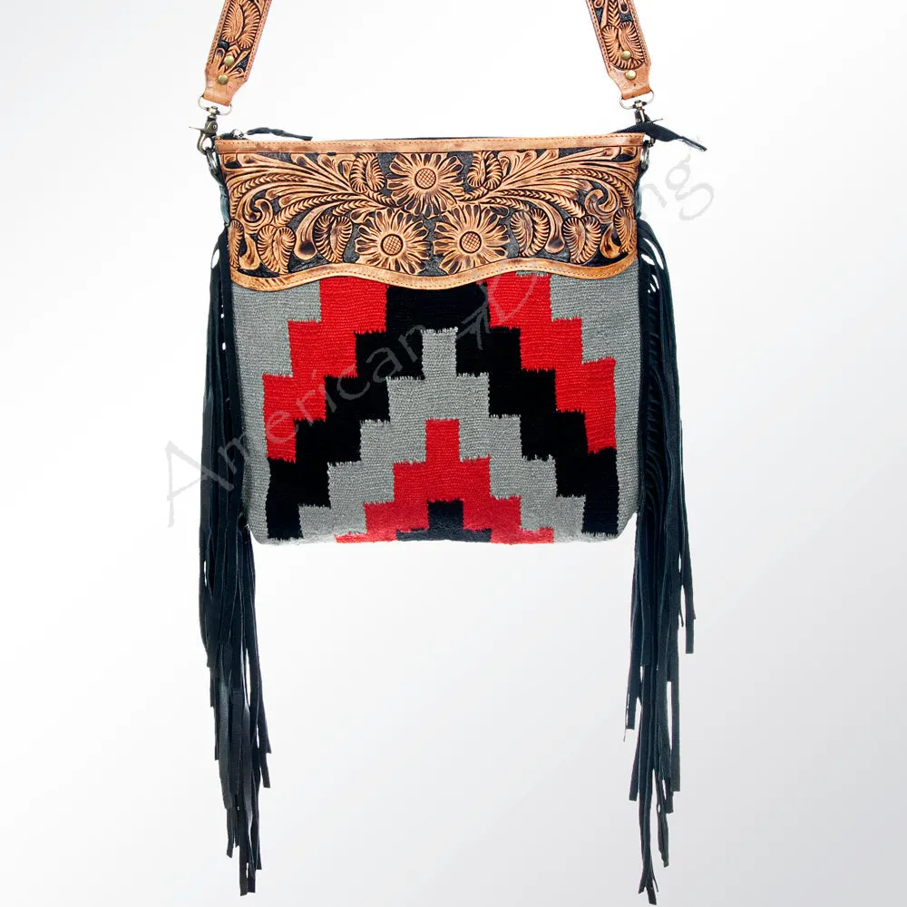 American Darling ADBGZ252 Signature Crossbody Hand Tooled Saddle Blanket Genuine Leather Women Bag Western Handbag Purse
