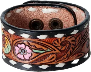American Darling ADBRF178 Hand tooled carved Genuine Leather Bracelet women