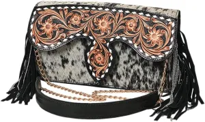American Darling Crossbody Hand Tooled Hair On Genuine Leather Women Bag Western Handbag Purse