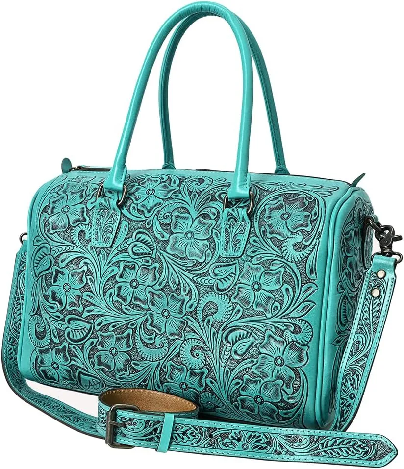 American Darling Duffel Beautifully Hand Tooled Genuine Leather women bag western handbag purse
