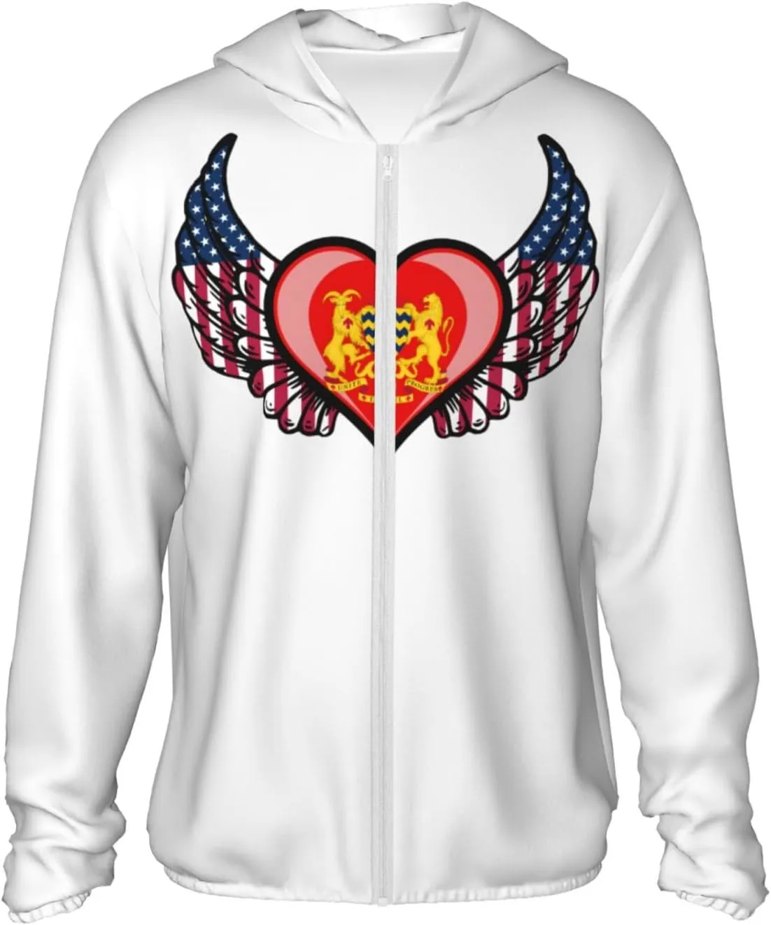 American Flag Wings with Coat of Arms of Chad Sun Protection Shirt Lightweight Breathable Quick-Dry Zip Hoodie