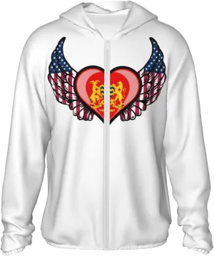 American Flag Wings with Coat of Arms of Chad Sun Protection Shirt Lightweight Breathable Quick-Dry Zip Hoodie