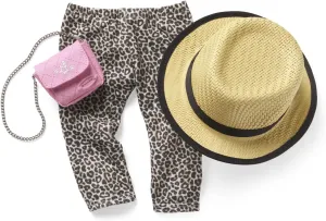 American Girl Truly Me 18-inch Doll Accessories Leopard-Print Pants, Pink Pants, and Straw Hat with Ribbon, For Ages 6 