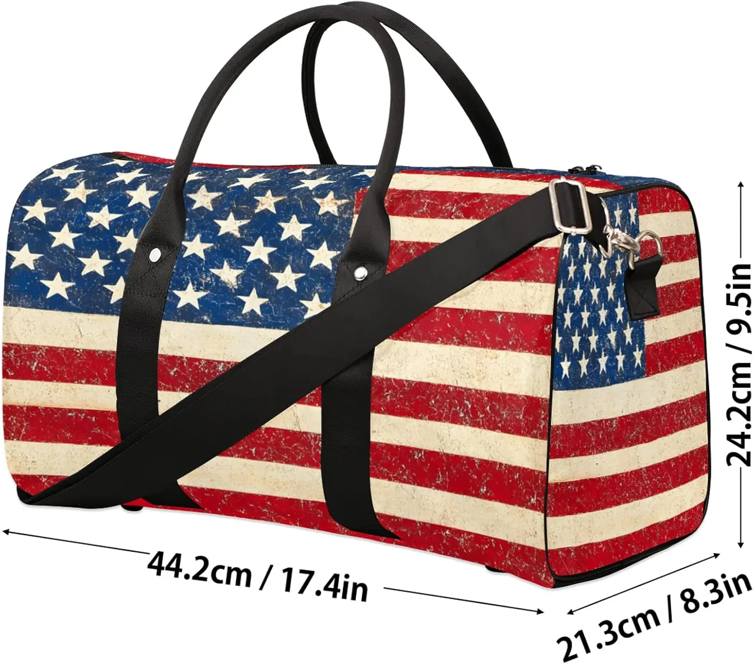 American Usa Flag Duffle Bag for Travel, Overnight Weekend Gym Carry On Luggage Bag, 4th July Independence Day Travel Duffel Bag for Men Women