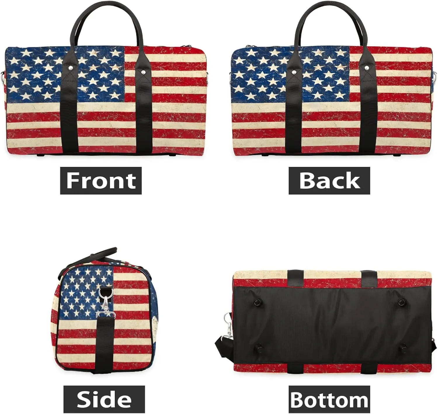 American Usa Flag Duffle Bag for Travel, Overnight Weekend Gym Carry On Luggage Bag, 4th July Independence Day Travel Duffel Bag for Men Women