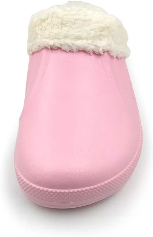 Amoji Fur Lined Clogs Fleece Garden Slippers House Home Winter Clogs Shoes