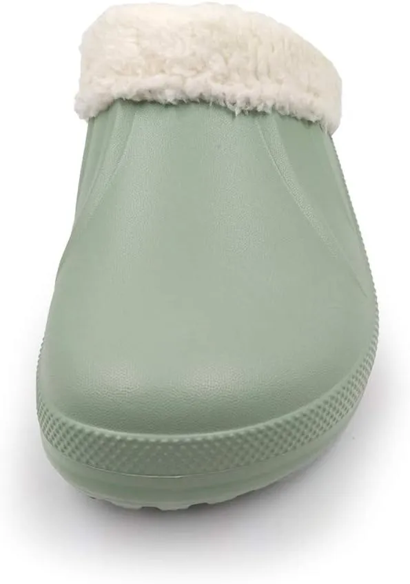 Amoji Fur Lined Clogs Fleece Garden Slippers House Home Winter Clogs Shoes