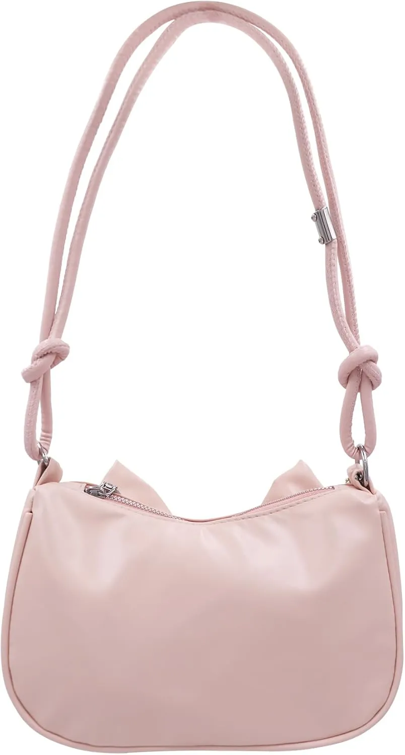 AMPOSSTO Bow Crossbody Bag for Women Girls Fashion Shoulder Bag Pearl Chain Handbag