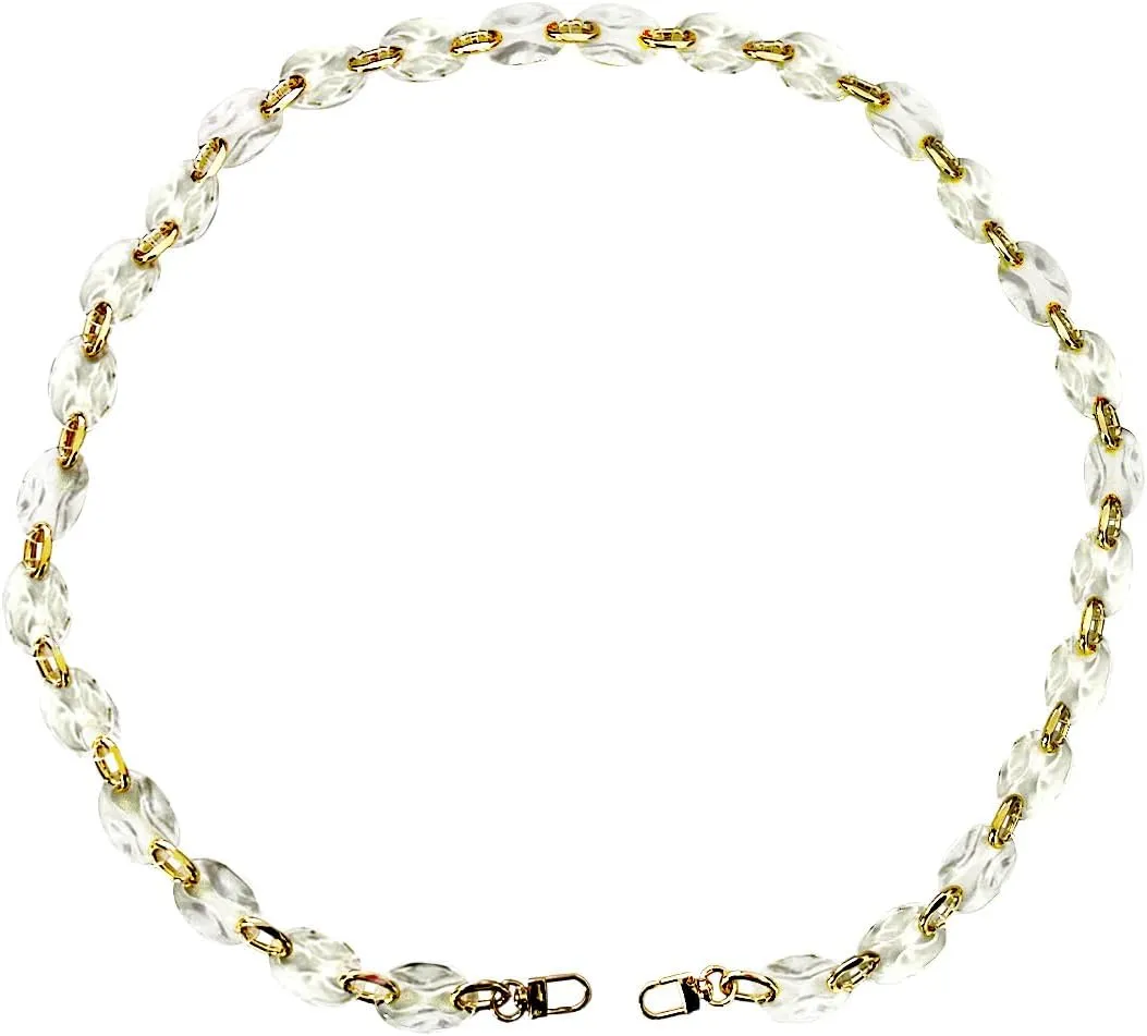 Amtvuzy Acrylic Resin Purse Bag Handle Strap Replacement,Phone Case Chain,DIY Accessories Bag Chain,for Handbags,Shoulder Bags,Purse,Phone Case and Bag Making Accessories(120cm/47.24in,White)