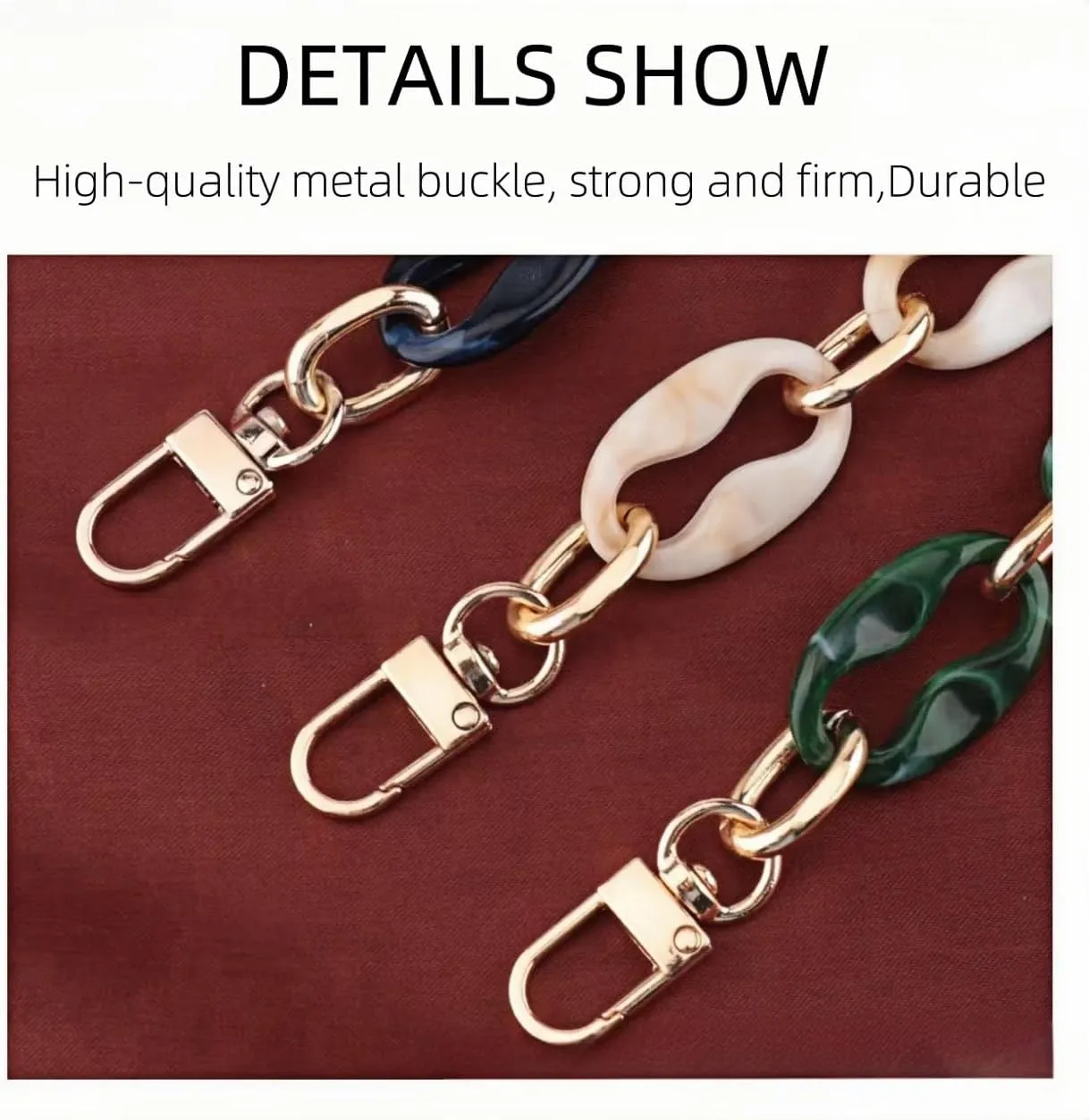 Amtvuzy Acrylic Resin Purse Bag Handle Strap Replacement,Phone Case Chain,DIY Accessories Bag Chain,for Handbags,Shoulder Bags,Purse,Phone Case and Bag Making Accessories(120cm/47.24in,White)