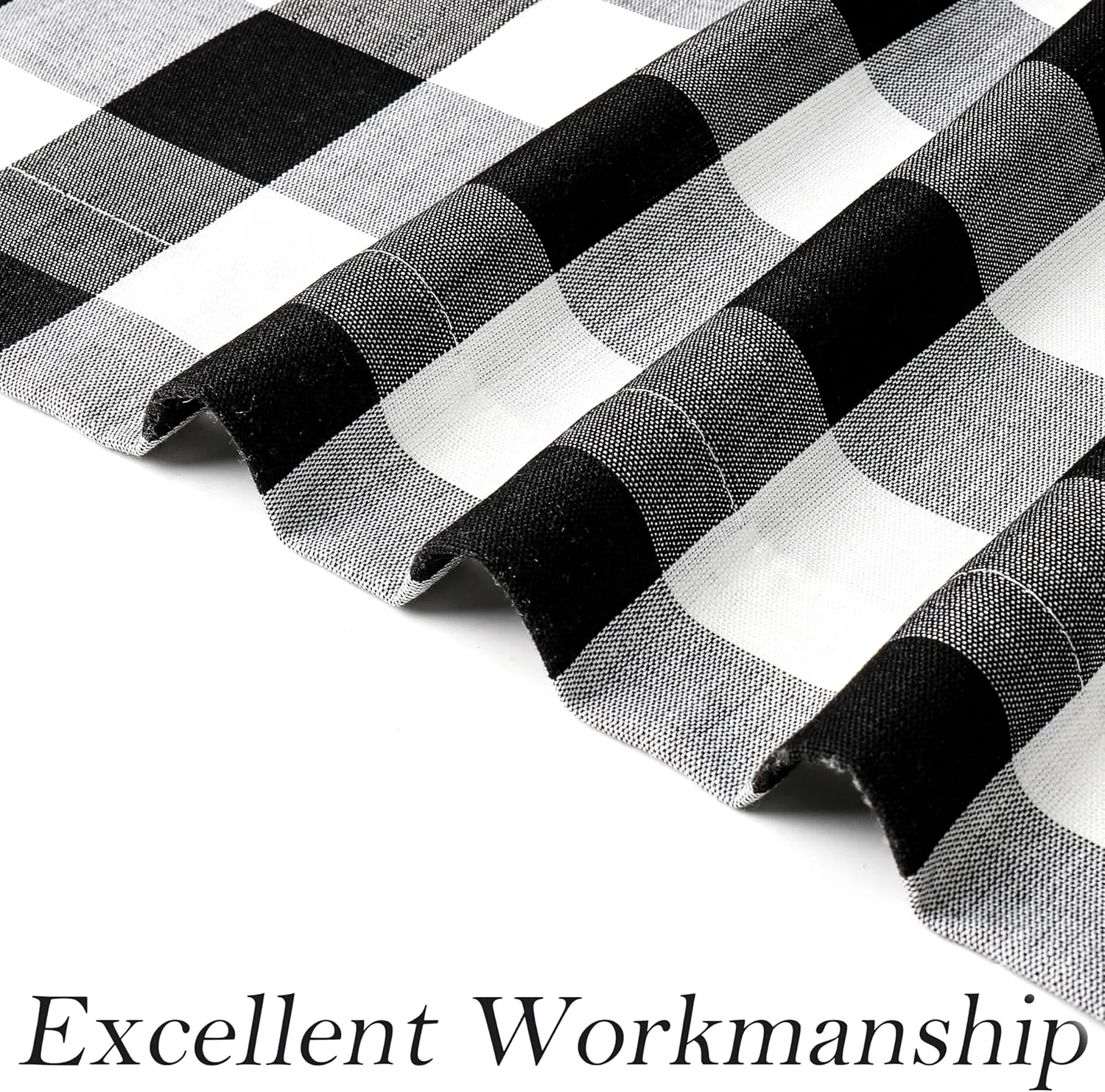 Amzdecor Buffalo Plaid Grommet Curtains 84 Inch Length, Semi-Sheer Farmhouse Rustic Check Textured Curtains Drapery for Living Room Bedroom,2 Panels （40" x 84", Black & White）