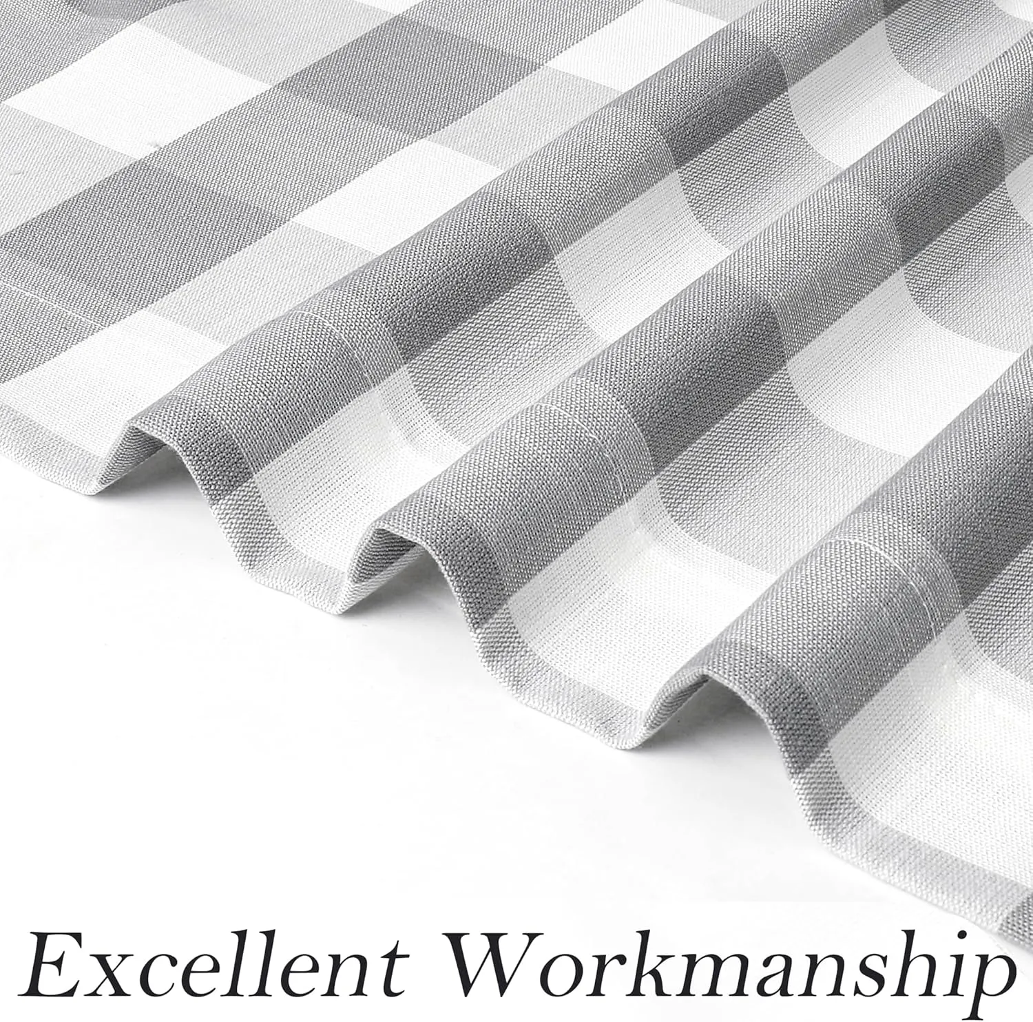 Amzdecor Buffalo Plaid Grommet Curtains 84 Inch Length,Semi-Sheer Gingham Check Textured Curtains Drapery for Living Room Bedroom,2 Panels （40" x 84", Gray & White）