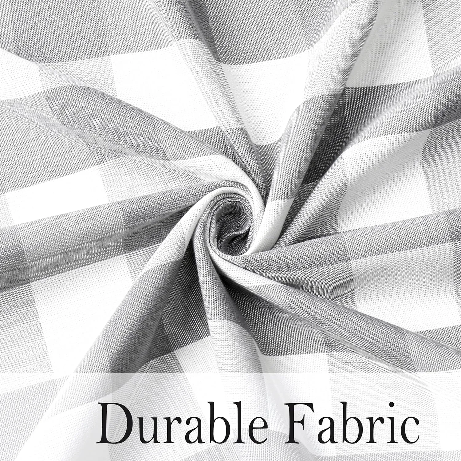 Amzdecor Buffalo Plaid Grommet Curtains 84 Inch Length,Semi-Sheer Gingham Check Textured Curtains Drapery for Living Room Bedroom,2 Panels （40" x 84", Gray & White）