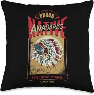 Anadarko Native American Indian Warrior Tribe Proud Throw Pillow