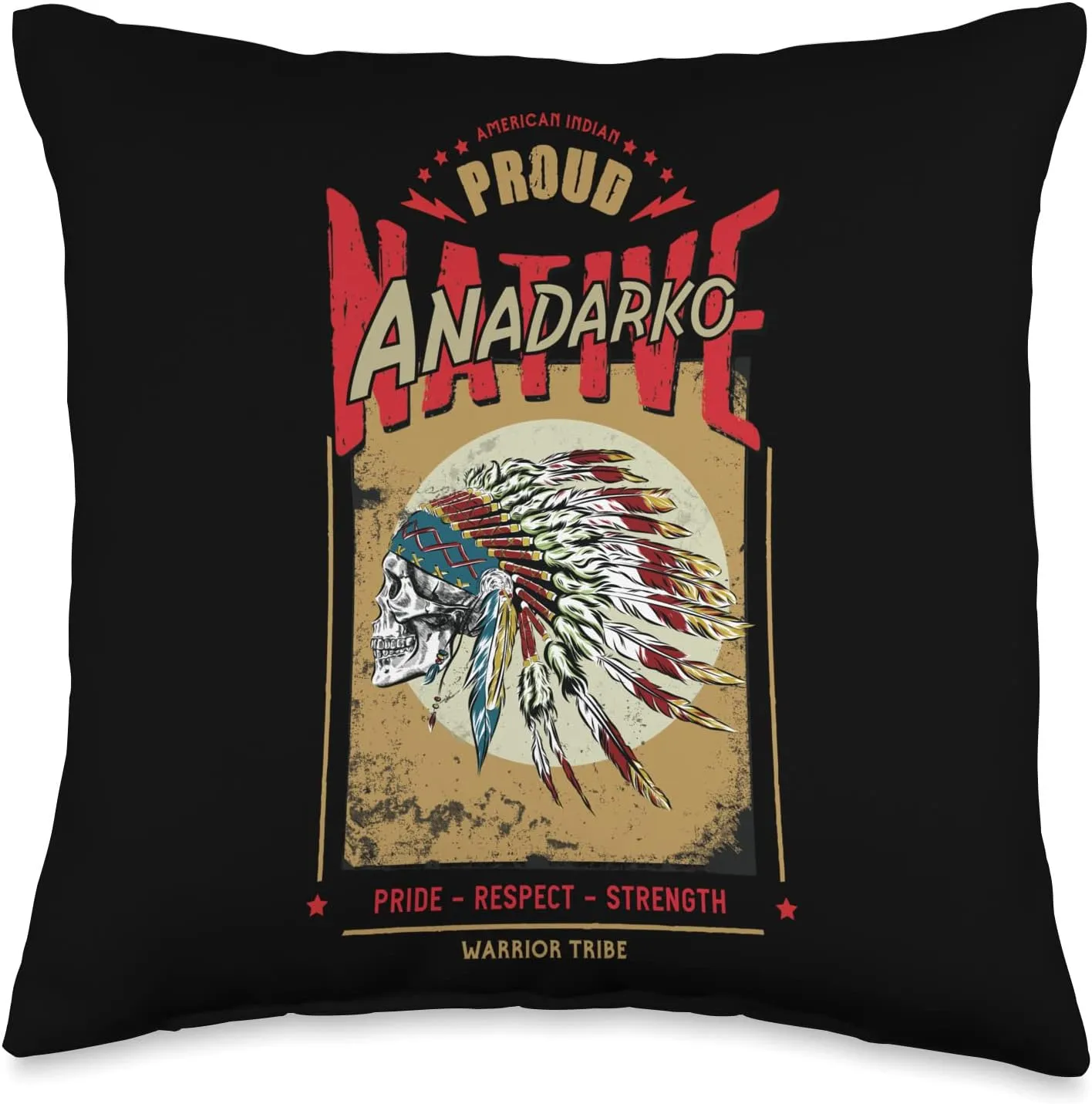 Anadarko Native American Indian Warrior Tribe Proud Throw Pillow