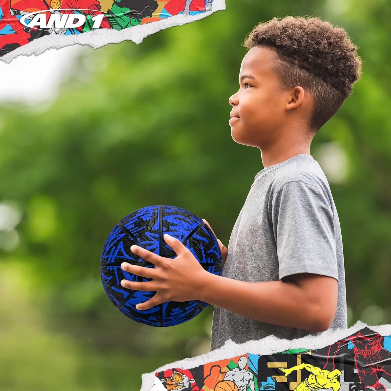 AND1 Fantom Graffiti Rubber Basketball - Streetball for Indoor and Outdoor Use, Deep Channel Construction and Durability