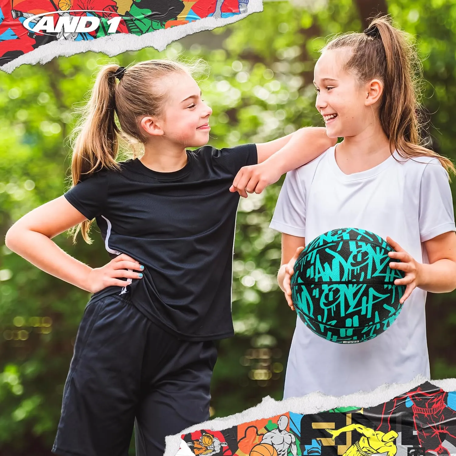 AND1 Fantom Graffiti Rubber Basketball - Streetball for Indoor and Outdoor Use, Deep Channel Construction and Durability