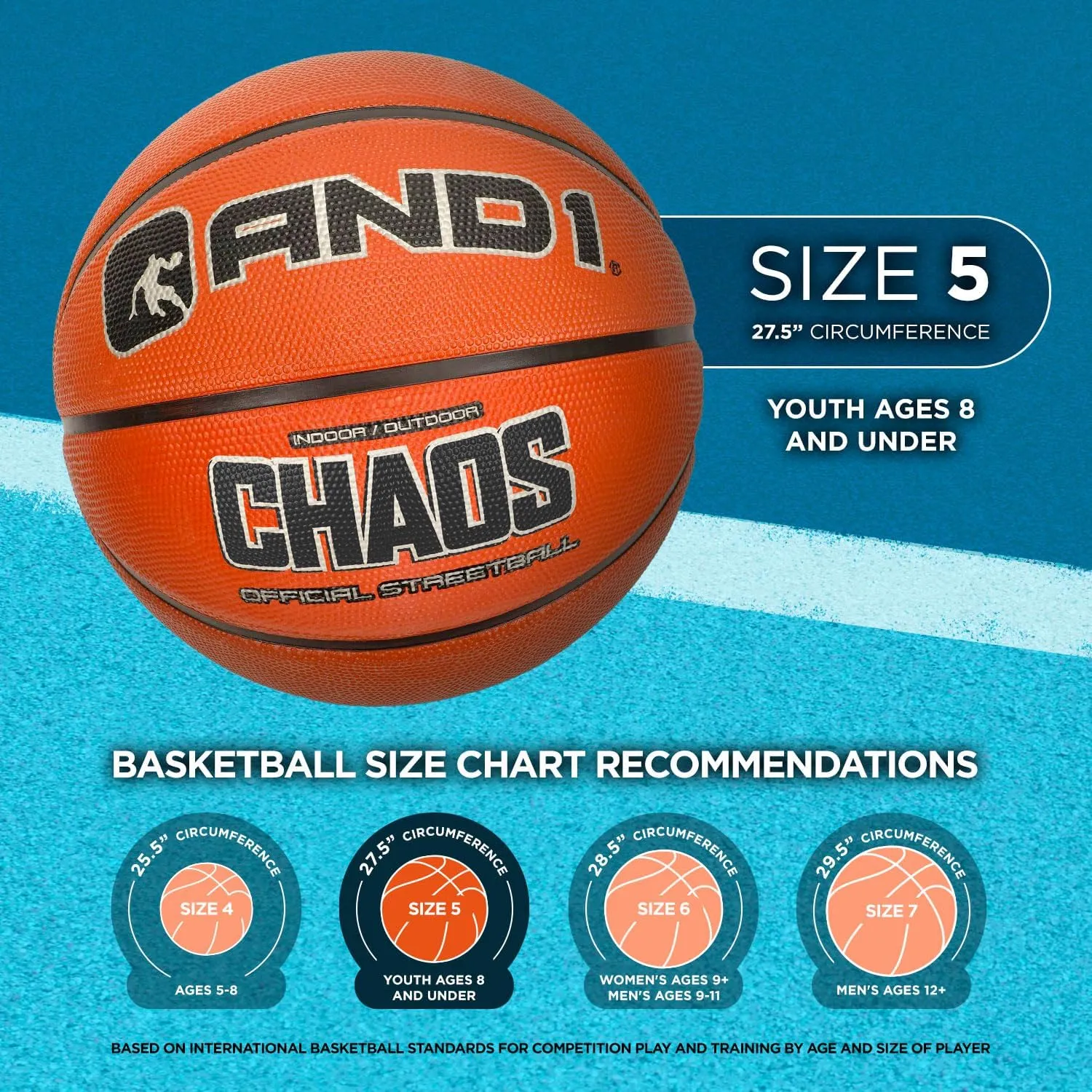 AND1 Fantom Graffiti Rubber Basketball - Streetball for Indoor and Outdoor Use, Deep Channel Construction and Durability