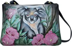 Anna by Anuschka Women's Original Genuine Leather Hand-Painted Leather Small Zip Around Crossbody - Leather Handbag for Women