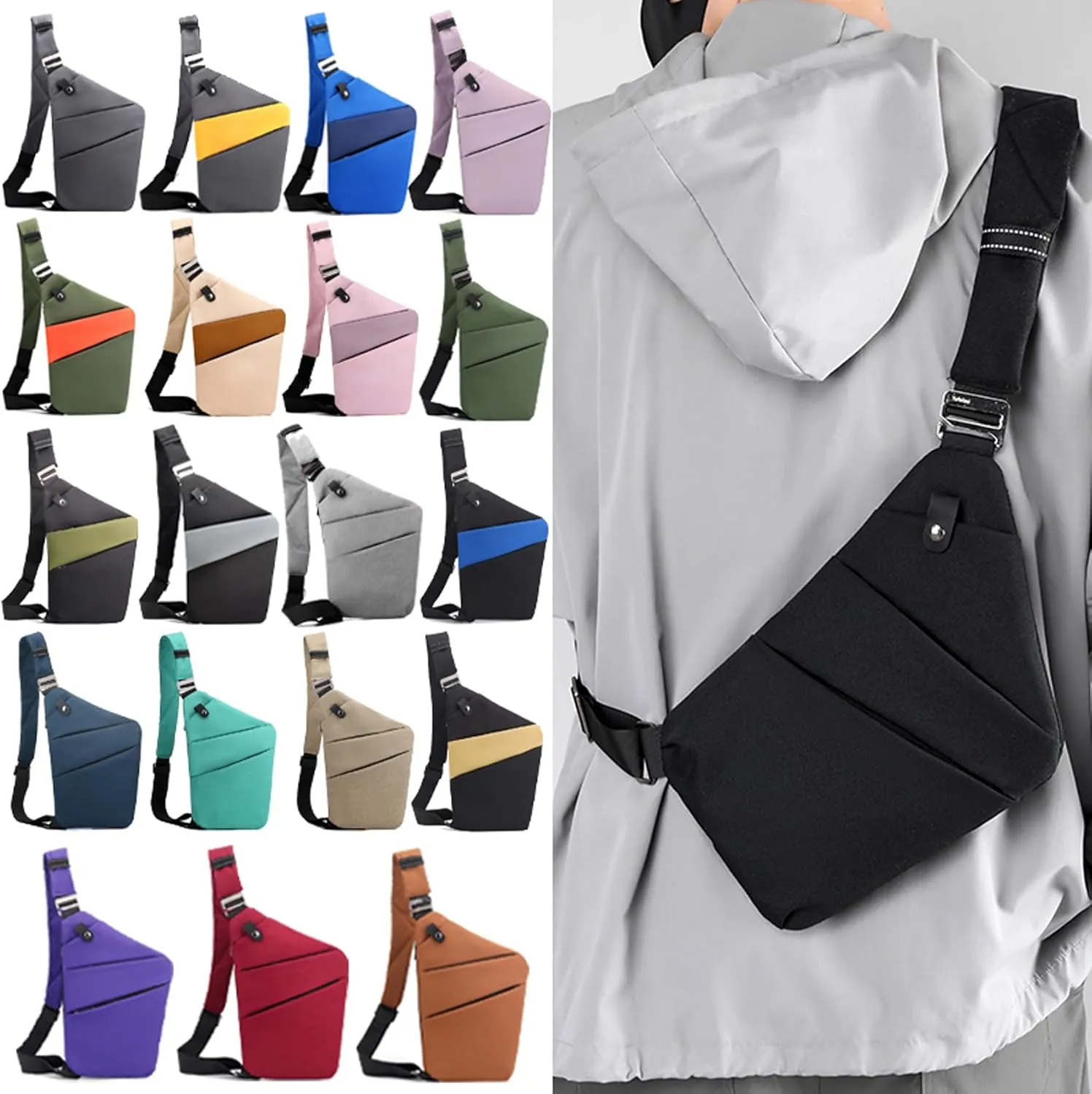 Anti Theft Crossbody Bags for Women, 2025 New Anti-Theft Travel Bag, Shoulder Bag Anti-theft Design for Travel, Sport (Light Purple - Right Shoulder)