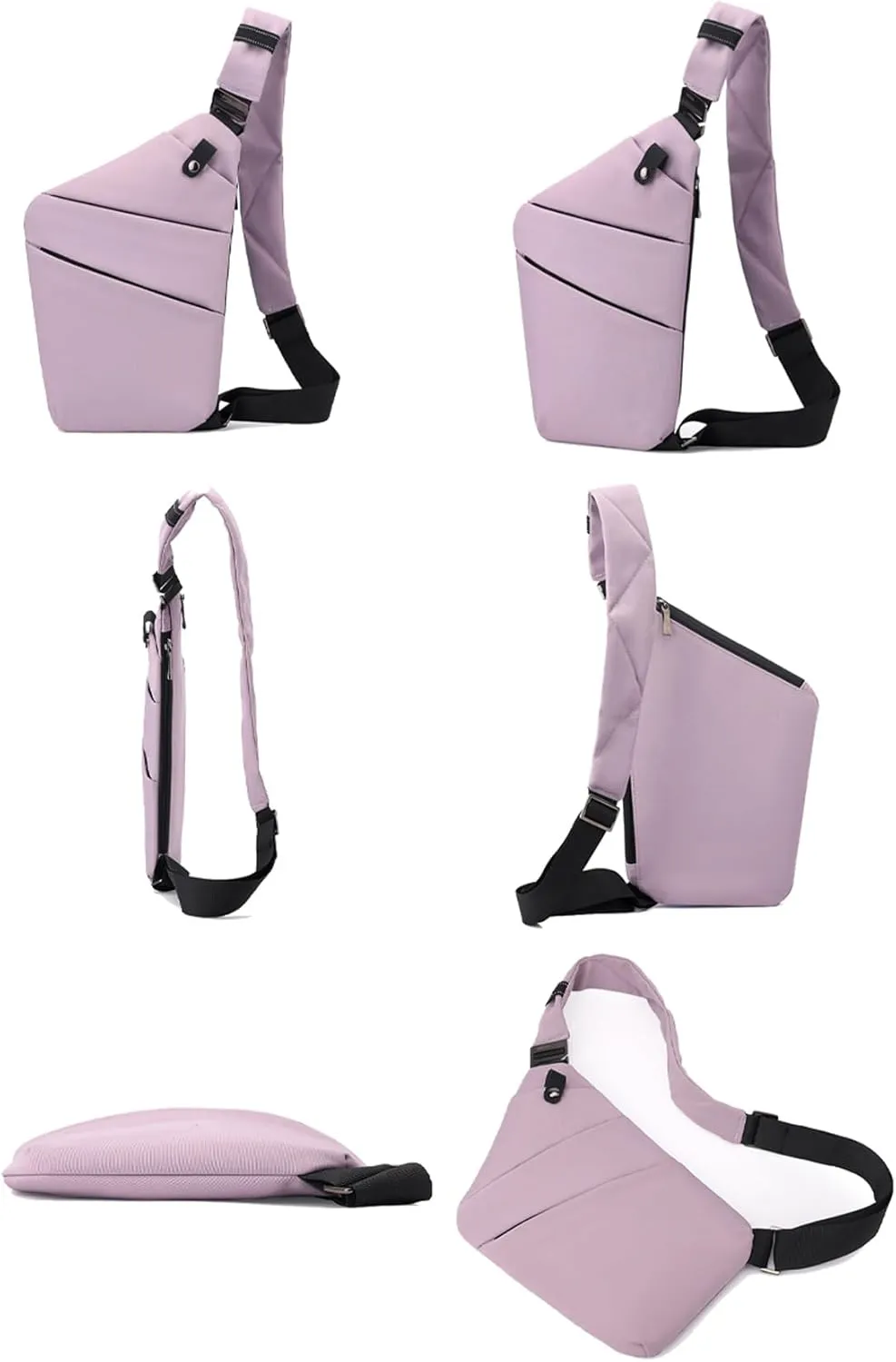 Anti Theft Crossbody Bags for Women, 2025 New Anti-Theft Travel Bag, Shoulder Bag Anti-theft Design for Travel, Sport (Light Purple - Right Shoulder)