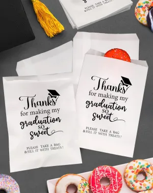 ANTING Class of 2025 Thanks for Making My Graduation So Sweet Party Favors Bags,Graduation Grad Party Treat Snack Goodie Candy Bar Buffet Grease Resistant Paper Bags (50)