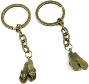 Antique Bronze Keychain Key Chain Tags Keyring Ring Jewelry Making Charms Supplies KC0326 Slippers