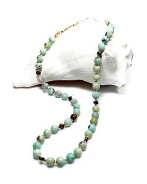 Aqua Blue Agate Gemstone Necklace, Bronze Cultured Freshwater Pearl Necklace, May Birthstone, Custom Length, Extension Chain, Jewelry Inspirations