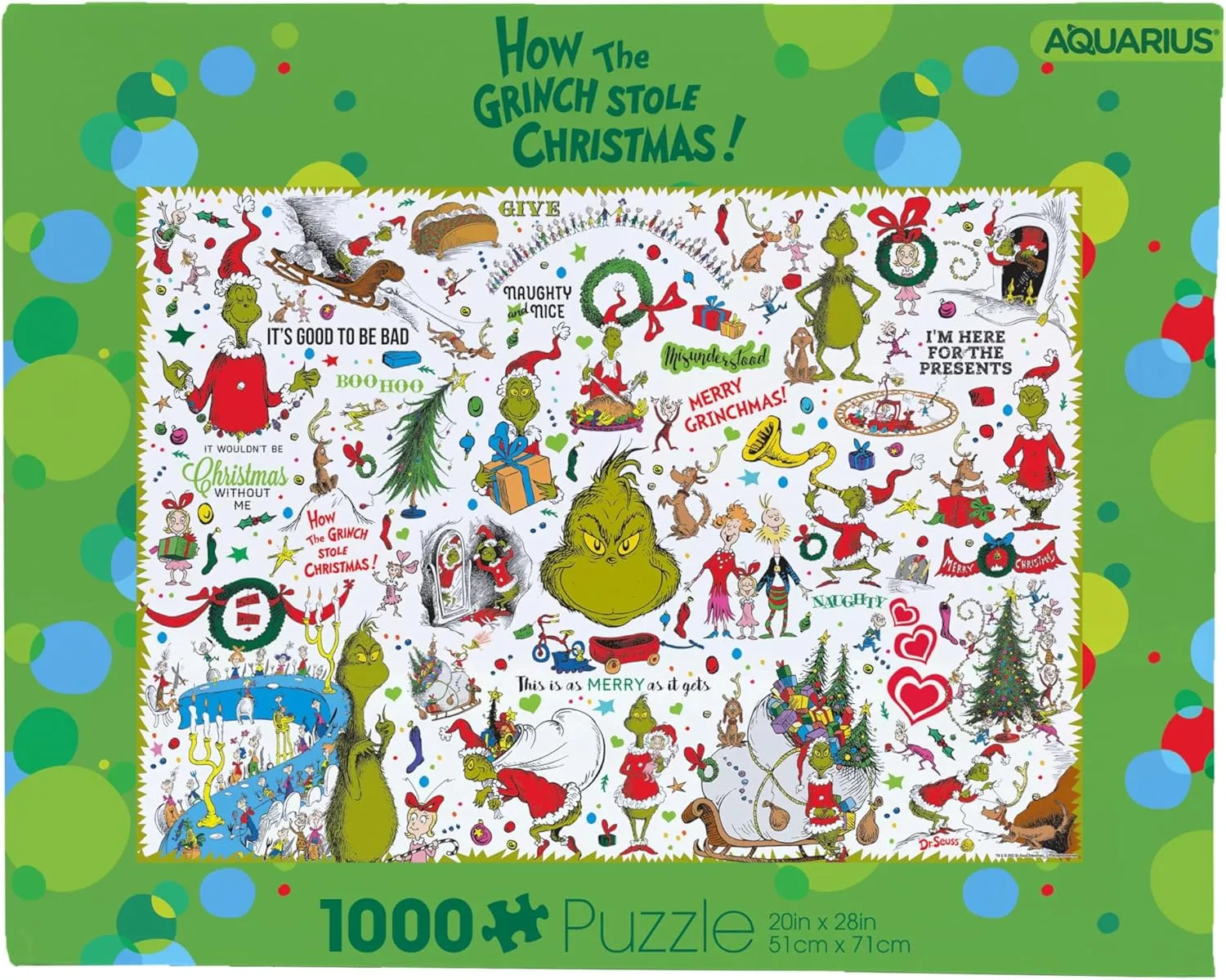 AQUARIUS Grinch Collage Puzzle (1000 Piece Jigsaw Puzzle) - Glare Free - Precision Fit - Virtually No Puzzle Dust - Officially Licensed Grinch Collectibles - 20x28 Inches