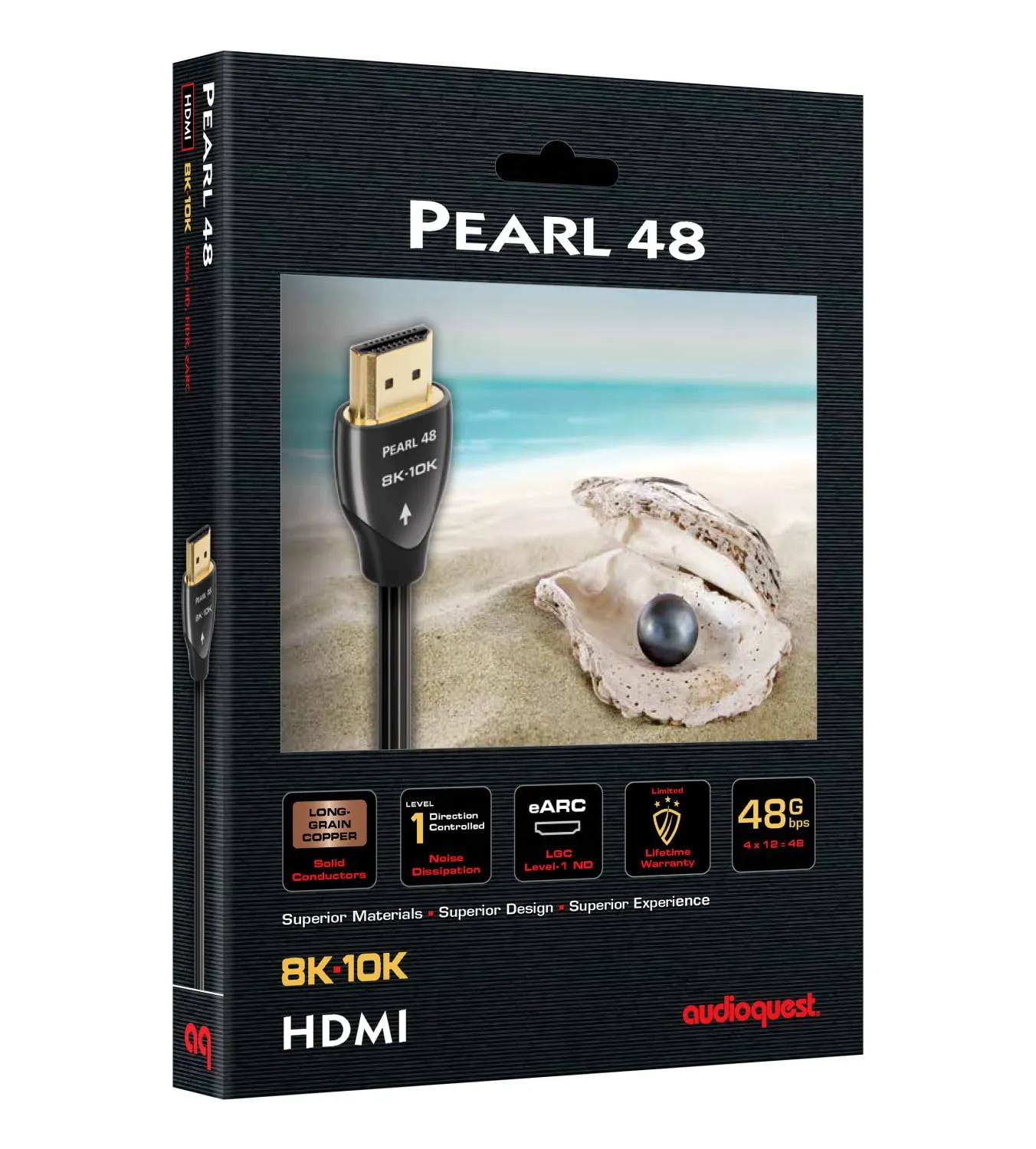 AudioQuest Pearl 48 2.1 HDMI Cable - 8K/10K Ultra HD, Gaming, High-Speed, 48Gbps, HDR, eARC - 2.25m