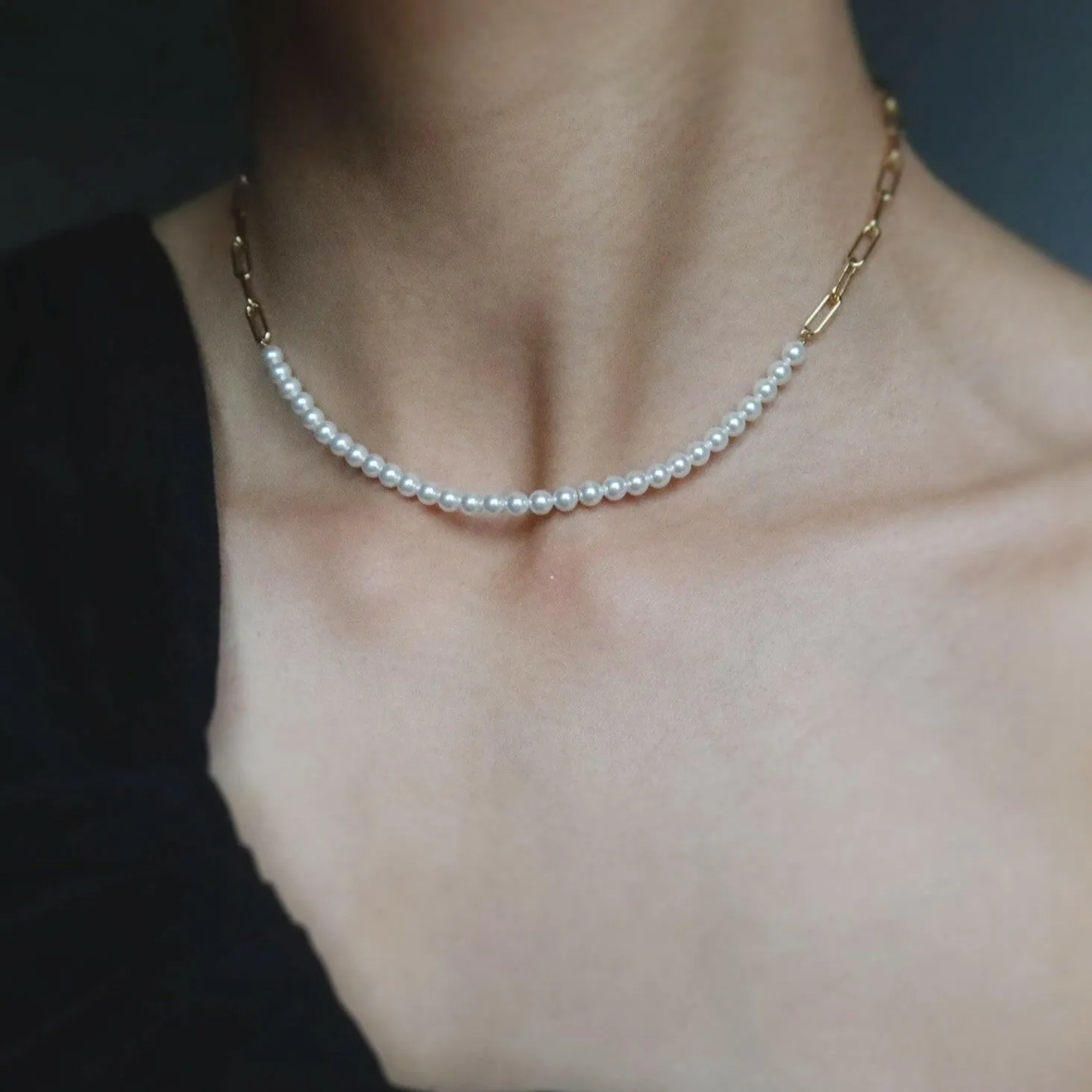 Audrey Pearl Chain Necklace