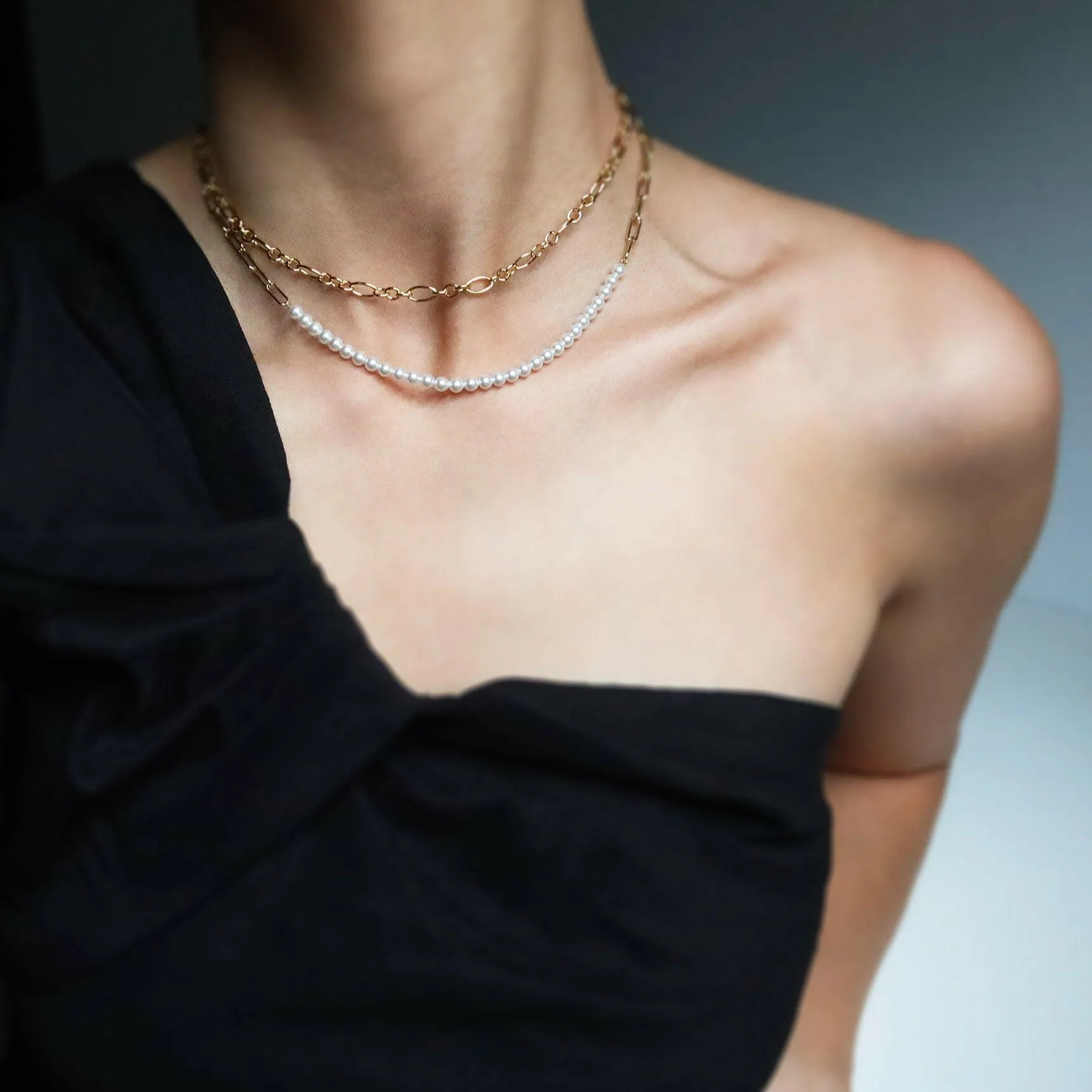 Audrey Pearl Chain Necklace