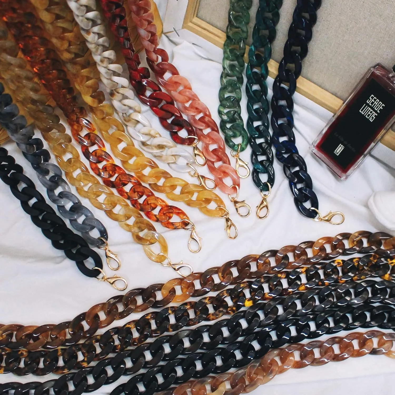Aumey Clear White Black Brown Acrylic Chain Clutch Purse Strap Handles Bag Handbag Purse Replacement Chains 40 Inches
